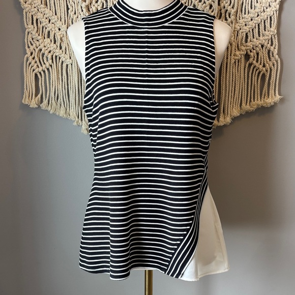 White House/Black Market Tops - Striped Black and White Sleeveless Top